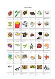 English Worksheet: MENU VOCABULARY