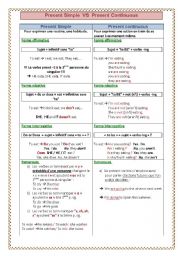 Synthesis - Present continuous VS simple