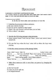 English worksheet: Pronouns