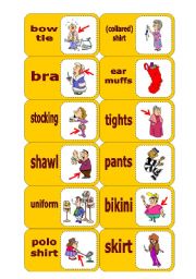 English Worksheet: Clothes Domino 2