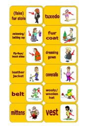 English Worksheet: Clothes Domino 1 / Dominoes