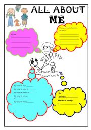 English Worksheet: all about me