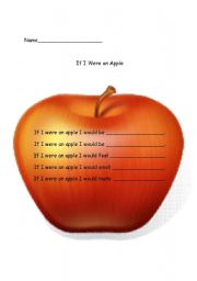 English Worksheet: Apple Characteristics/Poem