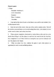 English Worksheet: Phonetic games