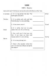 English Worksheet: Flyers test - Part 1 to 4 - Cambridge - Focus on weather