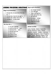 English worksheet: A top sheet for giving directions (B&W)