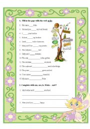 English Worksheet: To be 