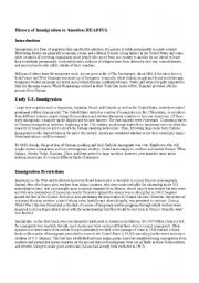 English Worksheet: Immigration History for the United States