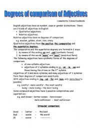 English Worksheet: degrees of comparison