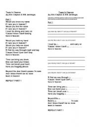 English Worksheet: Tears in Heaven - Eric Clapton