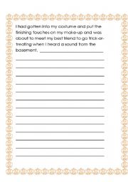 English Worksheet: Halloween Story Starters