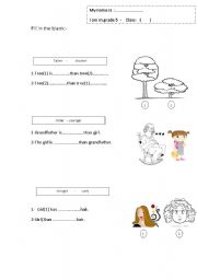 English worksheet: comparison adjectives