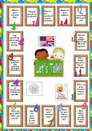 English Worksheet: Lets Talk-Board Game