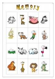 English worksheet: Animals-Memory