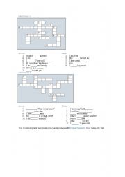 English worksheet: GREETINGS CROSSWORDS