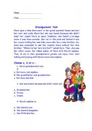 English Worksheet: Family Reading Comprehension