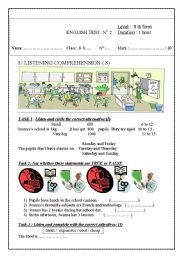 English Worksheet: test about school and exams