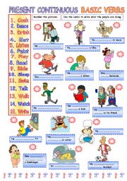 English Worksheet: Present Continuous - Basic Verbs