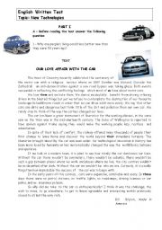 English Worksheet: New Technologies - the car