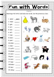 English Worksheet: fun with words 2