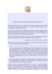 English Worksheet: READING: THE MODERN CITY AND THE LOSS OF HUMAN DIMENSION