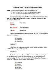 English Worksheet: teaching word stress in compund words