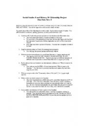 English worksheet: Canadian Citizenship Project