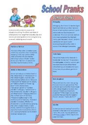 English Worksheet: School Pranks (3 pages)