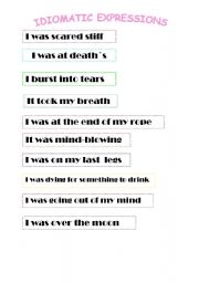 English worksheet: idiomatic expression and meanings