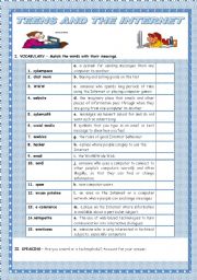 English Worksheet: TEENS AND THE INTERNET