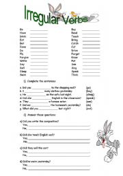 English Worksheet: Irregular Verbs