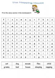 English worksheet: The napping House wordsearch