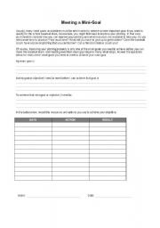 English worksheet: Meeting a Mini-Goal