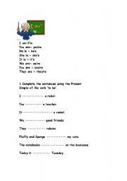 English Worksheet:  THE VERB TO BE