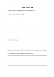 English worksheet: dragons den