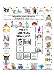 English Worksheet: Present Continuous Boardgame