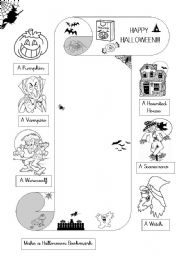 English Worksheet: HALLOWEEN BOOKMARK