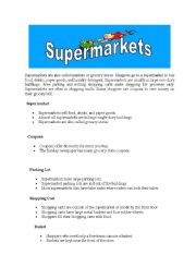 English worksheet: At the Supermarket