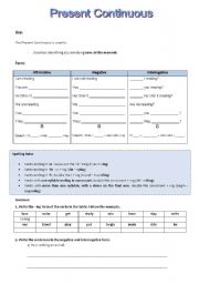 English Worksheet: Present Continuous