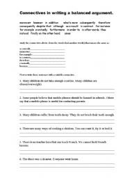 English Worksheet: connectives