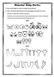 English Worksheet: Halloween Monster Creation