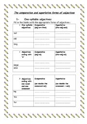English Worksheet: comparative and superlative forms of 1 syllable adjectives