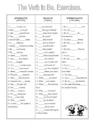 English Worksheet: The Verb To Be. Exercises.