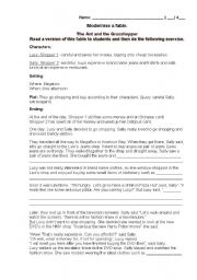 English Worksheet: Modernise the fable 