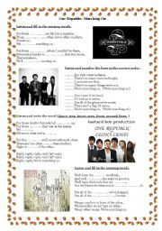 English Worksheet: Listening - ONE REPUBLIC - Marching On