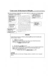 English Worksheet: how to use a bilingual dictionary 