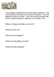 English Worksheet: Who Am I?  Comprehension worksheet