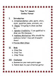 English Worksheet: How To Speech Outline