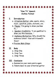 English worksheet: How To Speech Outline