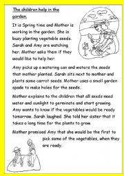 English Worksheet: The children helps in the garden